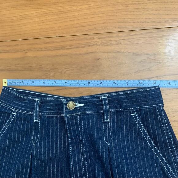 Vintage Pinstripe Jeans Size 9/10 Roberto Orsini Pleated High Waist D Ring Belt - Picture 8 of 13
